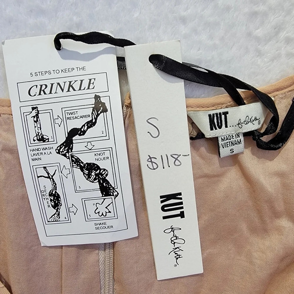 NWT Kut From The Kloth Sequin Iridescent Crinkle Cocktail Dress Blush Size S - Picture 9 of 13